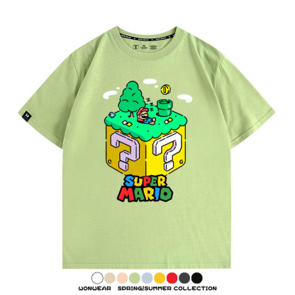 超級瑪麗瑪利歐遊戲卡通任天堂T恤純棉夏季男潮百搭短袖情侶寬鬆