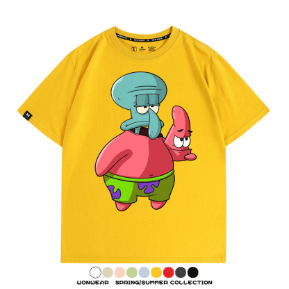 海綿寶寶章魚哥cos派大星 親子情侶裝寬鬆短袖T