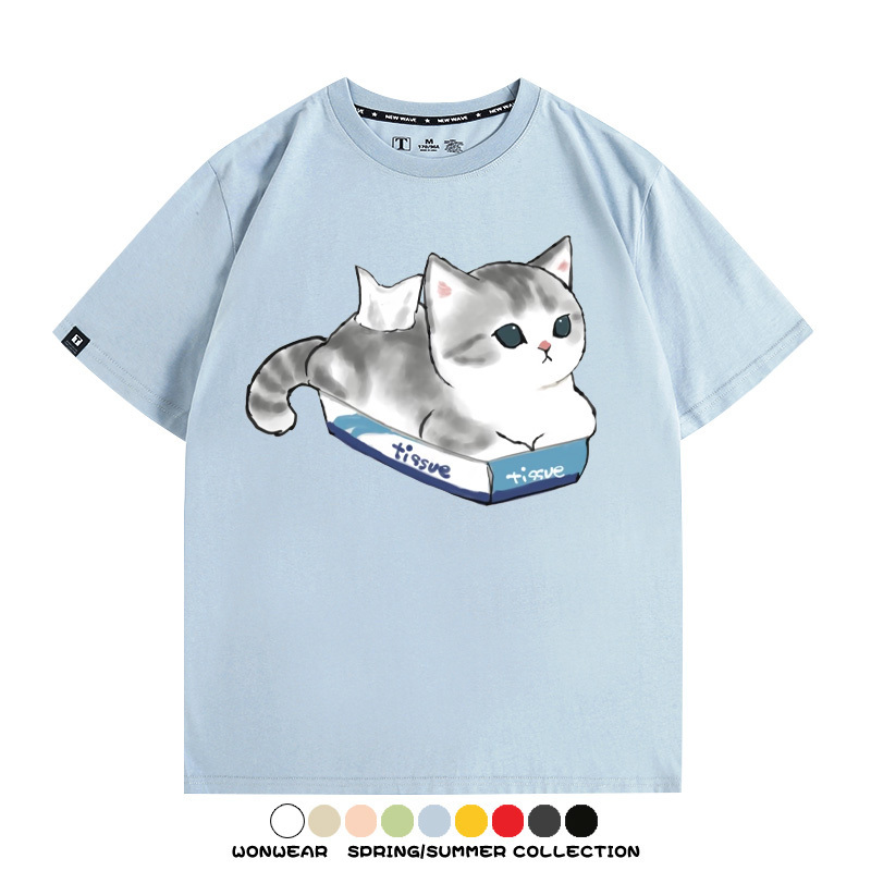 貓貓卡通Q版 親子情侶裝寬鬆短袖T
