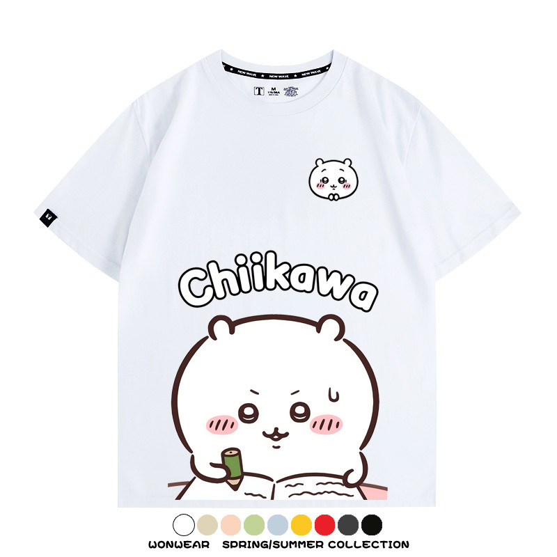 Chiikawa日系萌系吉伊卡哇可愛小八烏薩奇聯名短袖夏男純棉T恤衫