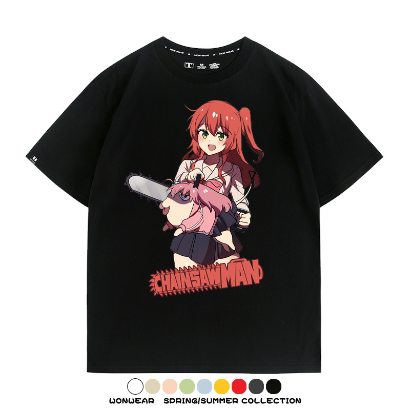 孤獨搖滾後藤一里聯名啵奇塔鏈鋸人 親子情侶寬鬆短袖T