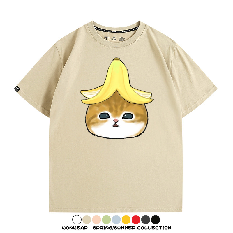 香蕉貓福珊迪情侶裝短袖上衣服日系二次元喵聯名半袖動物半袖男t恤夏