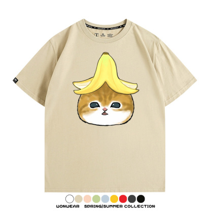 香蕉貓福珊迪情侶裝短袖上衣服日系二次元喵聯名半袖動物半袖男t恤夏