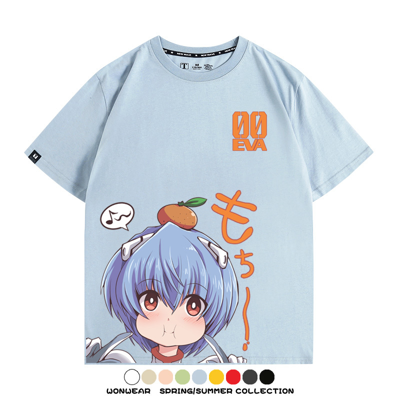 綾波麗Q版短袖上衣服EVA福音戰士動漫周邊純棉半袖卡通情侶t恤衫