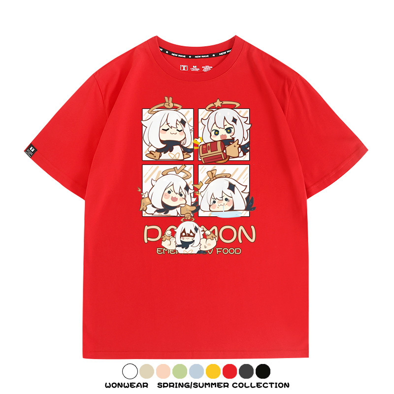 原神遊戲散兵可莉芙寧娜胡桃可愛Q版二次元周邊夏男純棉T恤衫短袖