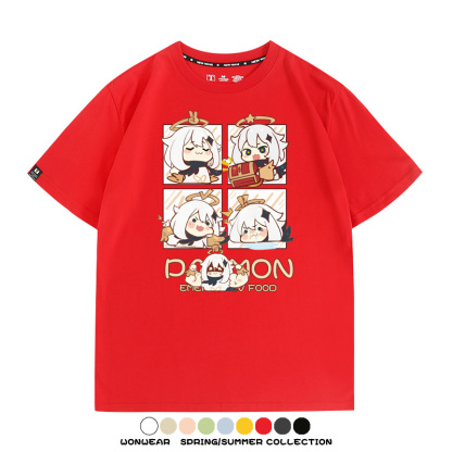 原神遊戲散兵可莉芙寧娜胡桃可愛Q版二次元周邊夏男純棉T恤衫短袖