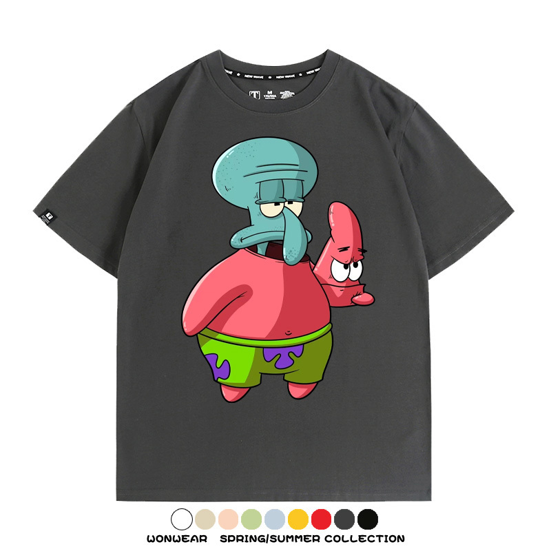 海綿寶寶章魚哥cos派大星 親子情侶裝寬鬆短袖T