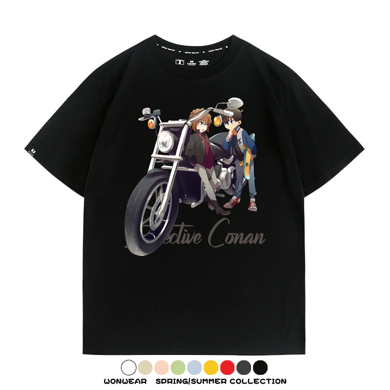 名偵探柯南灰原哀聯名機車 親子情侶裝寬鬆短袖T