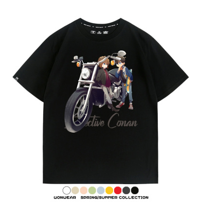 名偵探柯南灰原哀聯名機車 親子情侶裝寬鬆短袖T
