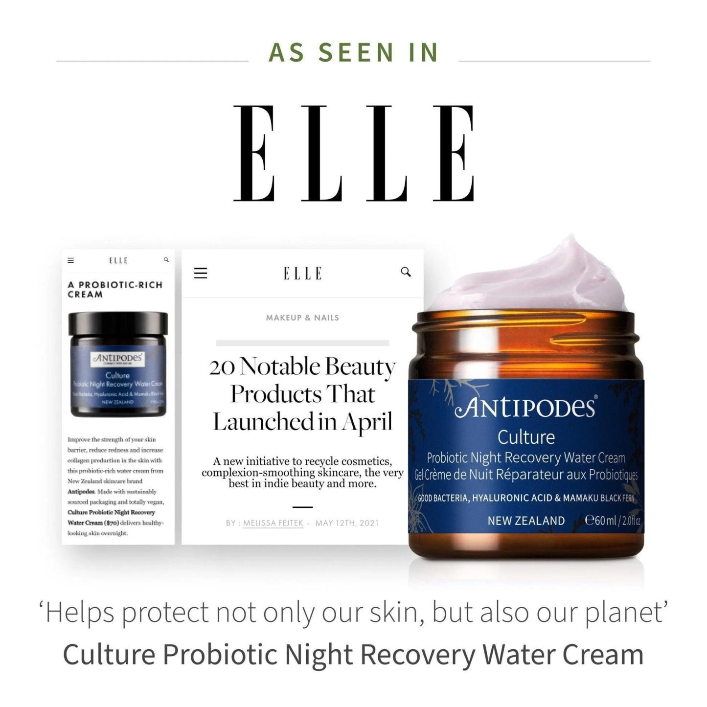 Antipodes Culture Probiotic Night Recovery Water Cream 60ml by Love Nature