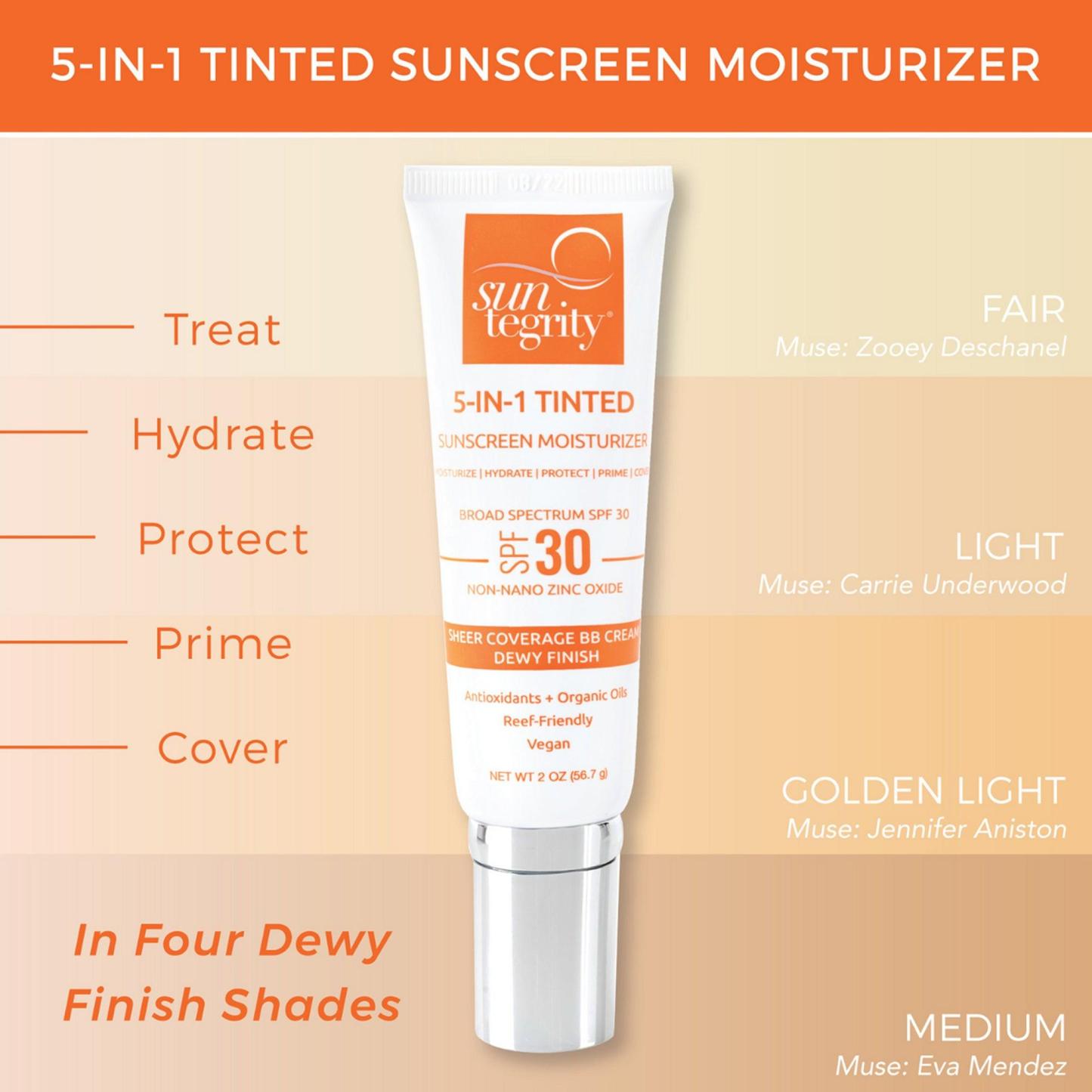 Suntegrity 5-IN-1 Tinted Sunscreen Moisturizer - Broad Spectrum SPF 30 (Golden Light) 57g by Love Nature