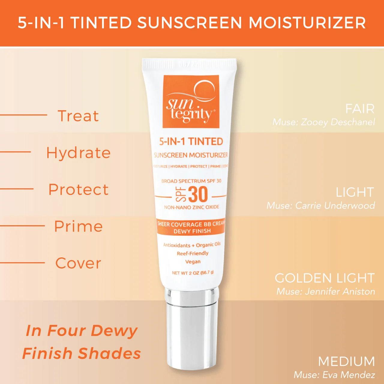 Suntegrity 5-IN-1 Tinted Sunscreen Moisturizer - Broad Spectrum SPF 30 (Light) 57g by Love Nature