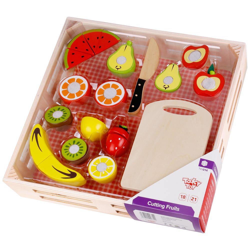 Tooky Toy Cutting Fruits with Basket Wooden Playset