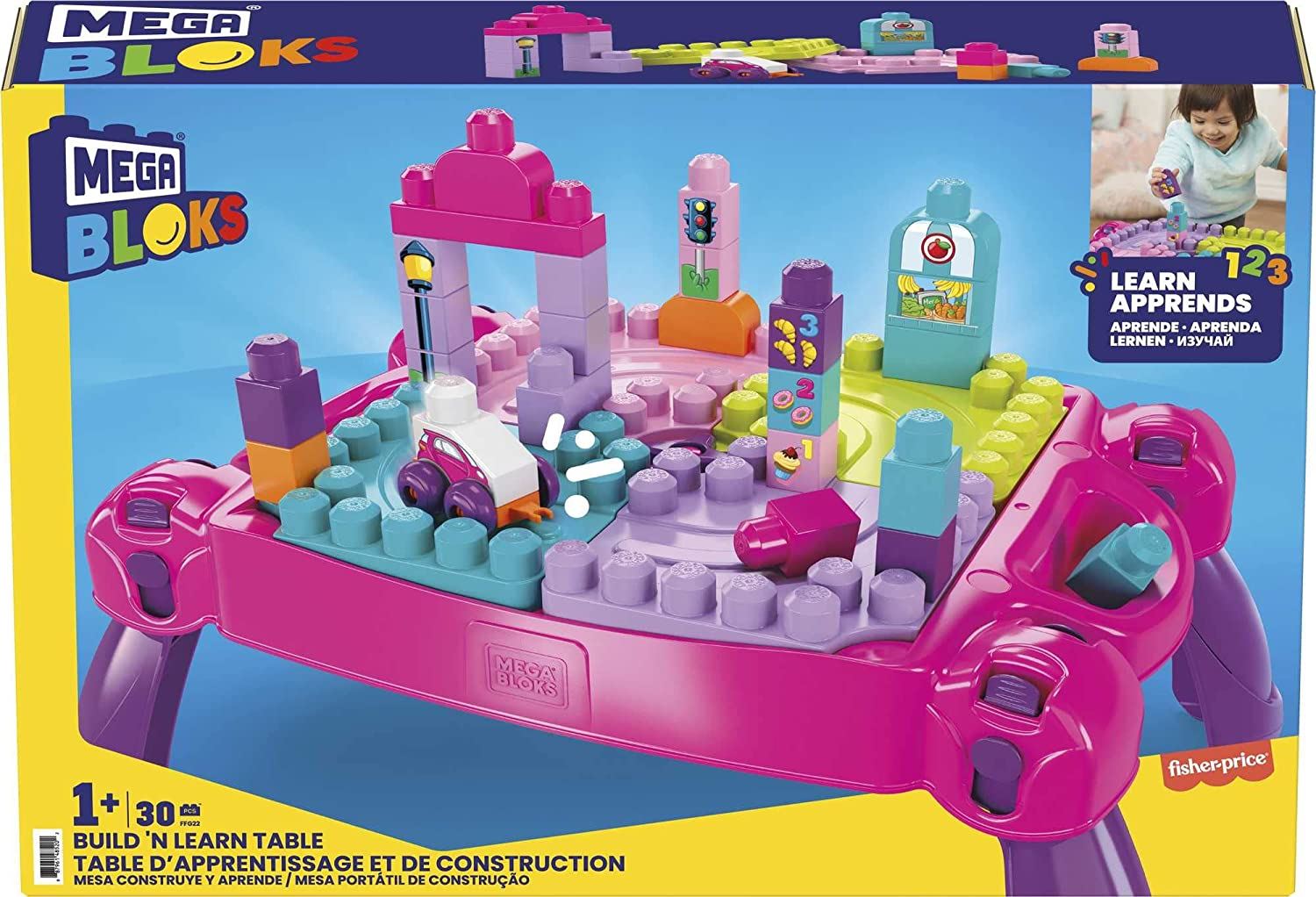 Mega Bloks Build n Learn Table Pink OZgameshop