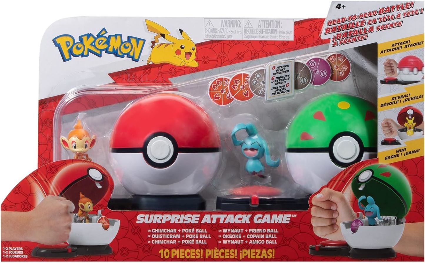 Pokemon Surprise Attack Game Chimchar + Poke Ball, Wynaut + Friend Ball