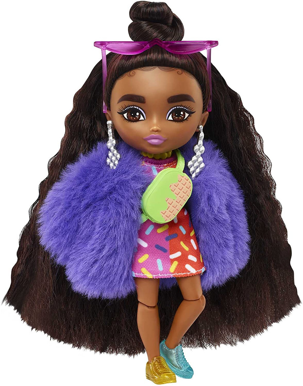 Barbie Extra Minis Doll #1 - Sprinkle-Printed Dress & Furry Coat