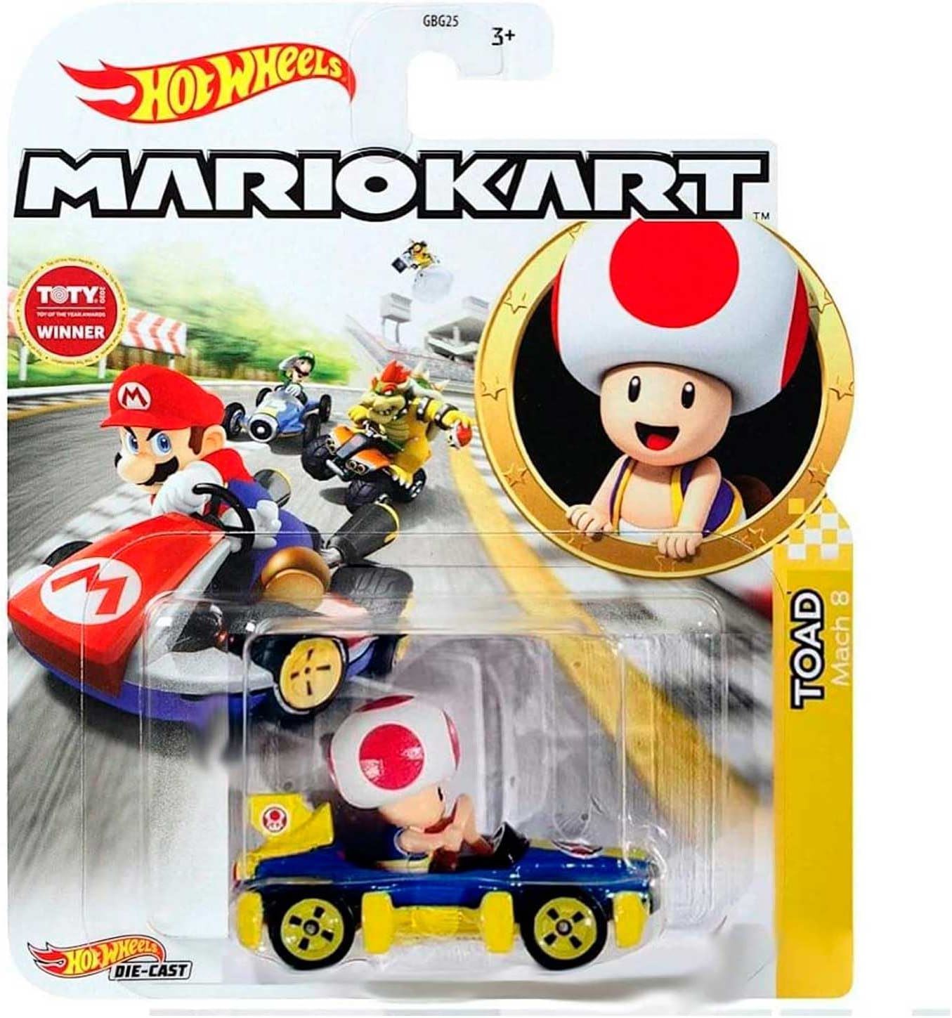 Hot Wheels Mario Kart Die-cast Toad Standard Mario Kart Car