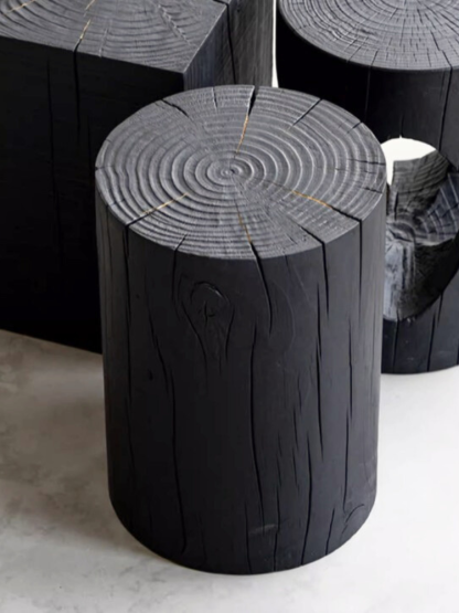 Leon Wooden Black Stool