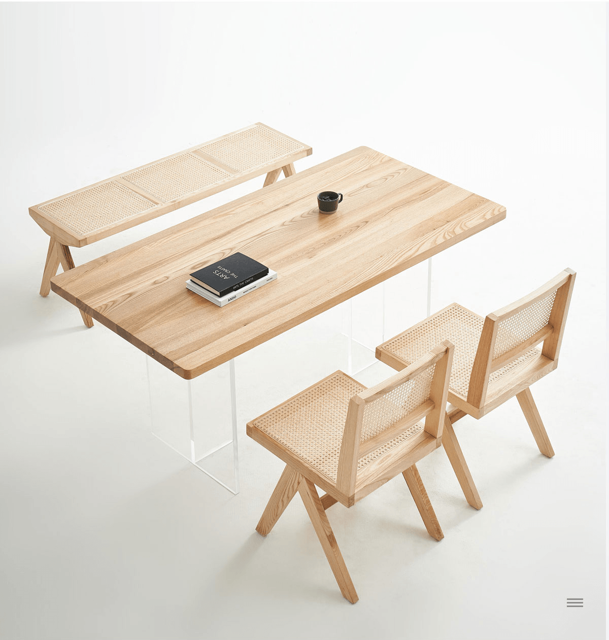 Hakana Rattan Dining Bench with table set up
