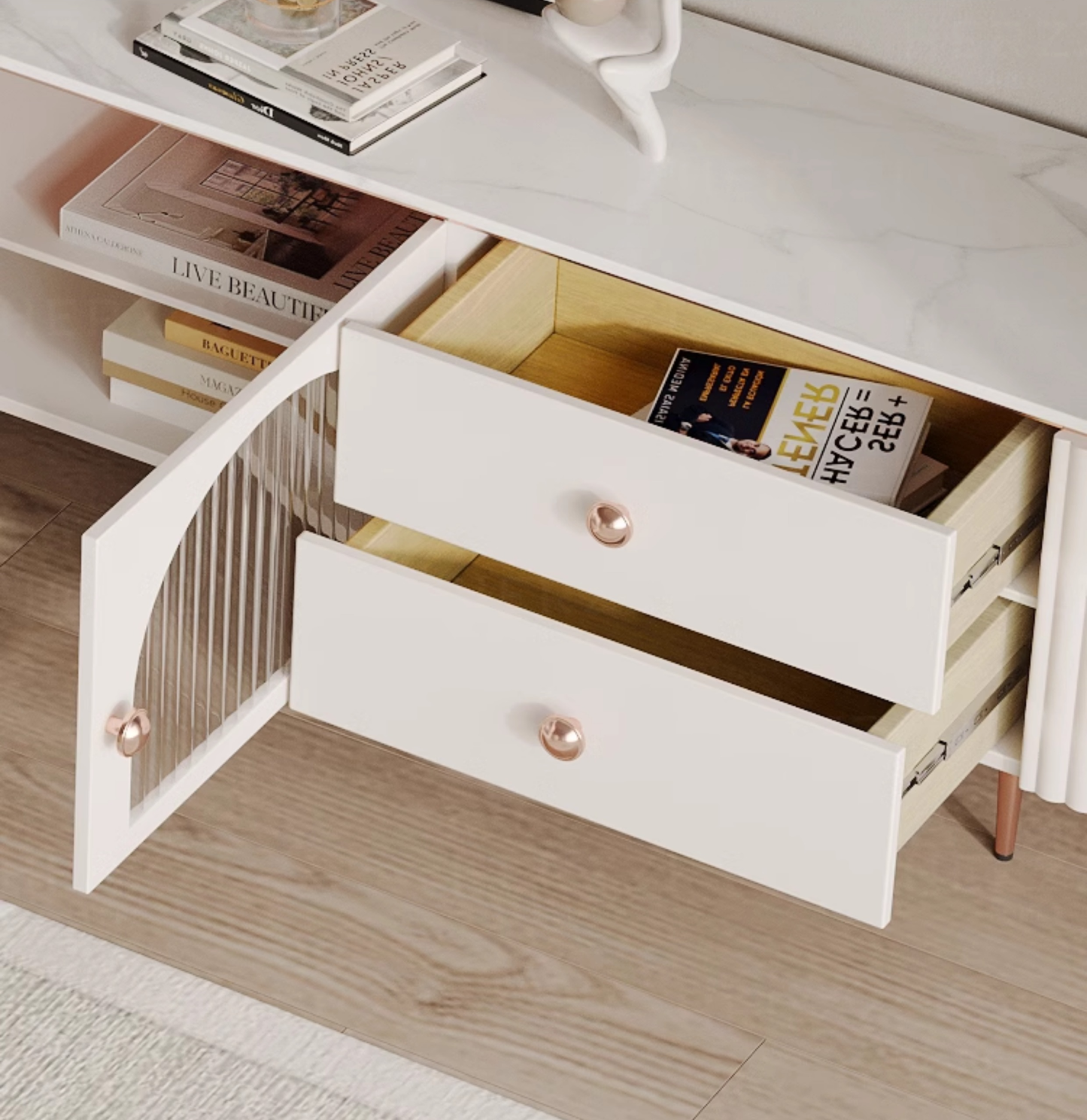 Annabel TV Console - White-Son & Bear
