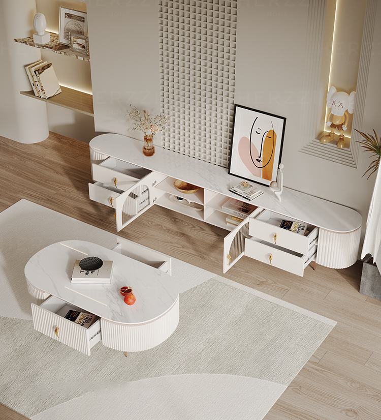 Annabel TV Console - White-Son & Bear