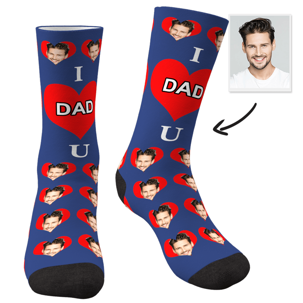 Custom Photo Socks I Love Dad - MyPhotoboxer