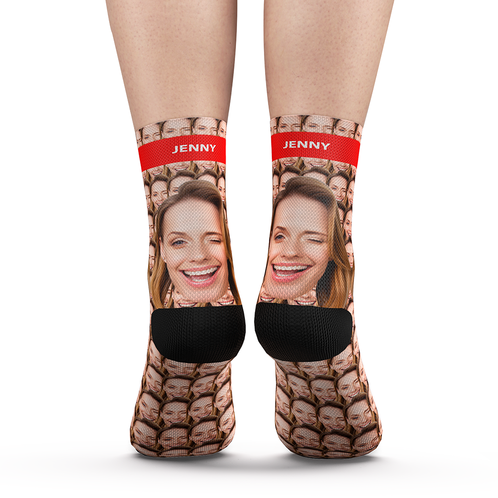 Custom Your Face Mash Socks With Your Text - MyPhotoSocks