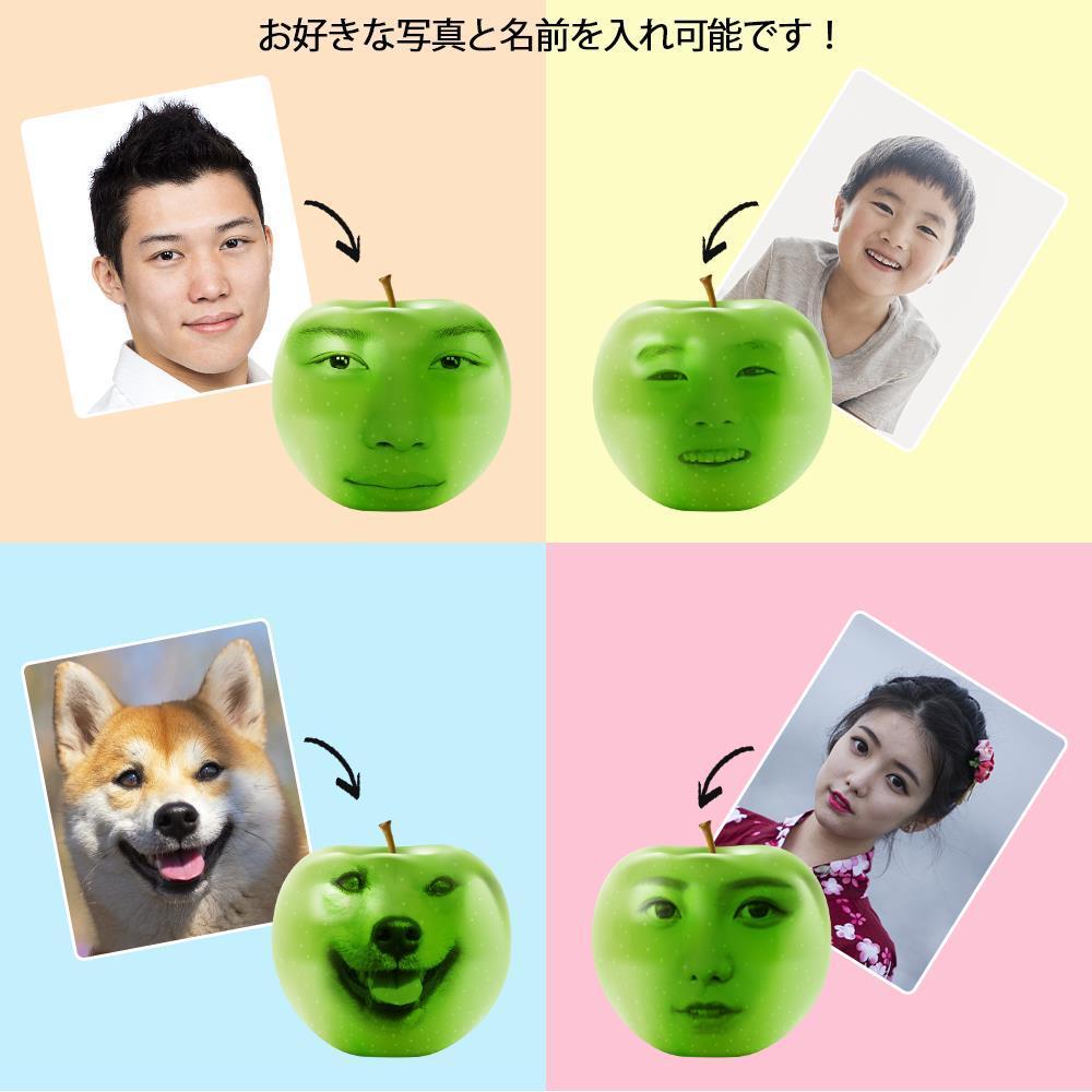 カスタムりんご柄のフェイスTシャツ - パーソナライズされた写真T-SHIRT - 写真と名前入れ可能な面白いプレゼント白