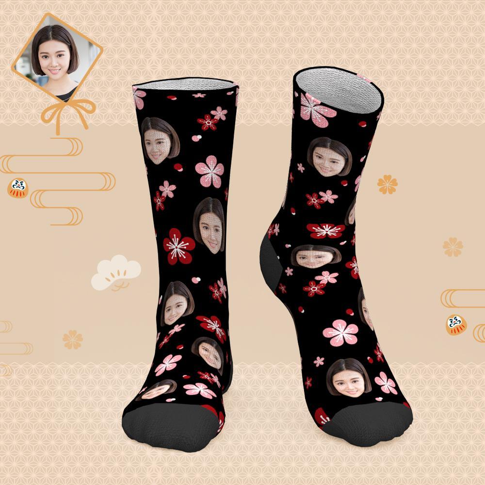 カスタムフェイスソックス-写真入り可能なオリジナル靴下-可愛い桜の花柄