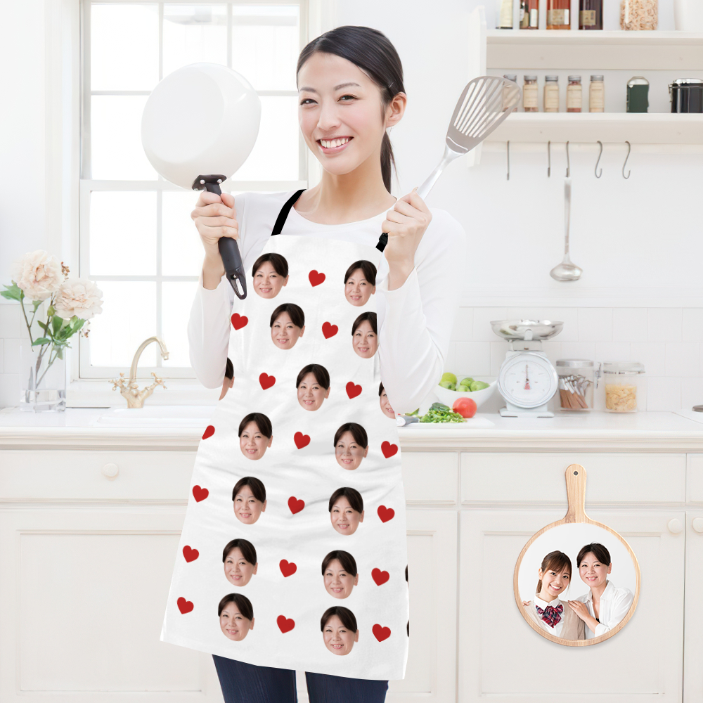 記念日プレゼント-カスタムフォトフェイスエプロン防水キッチンクッキング楽しいパーソナライズされたギフト
