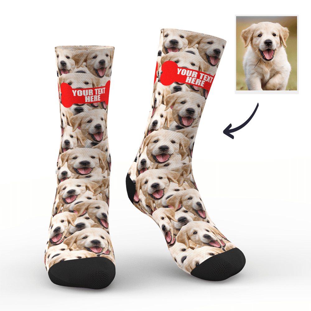 Custom Photo Mash Socks With Your Text Dog - MyPhotoSocks