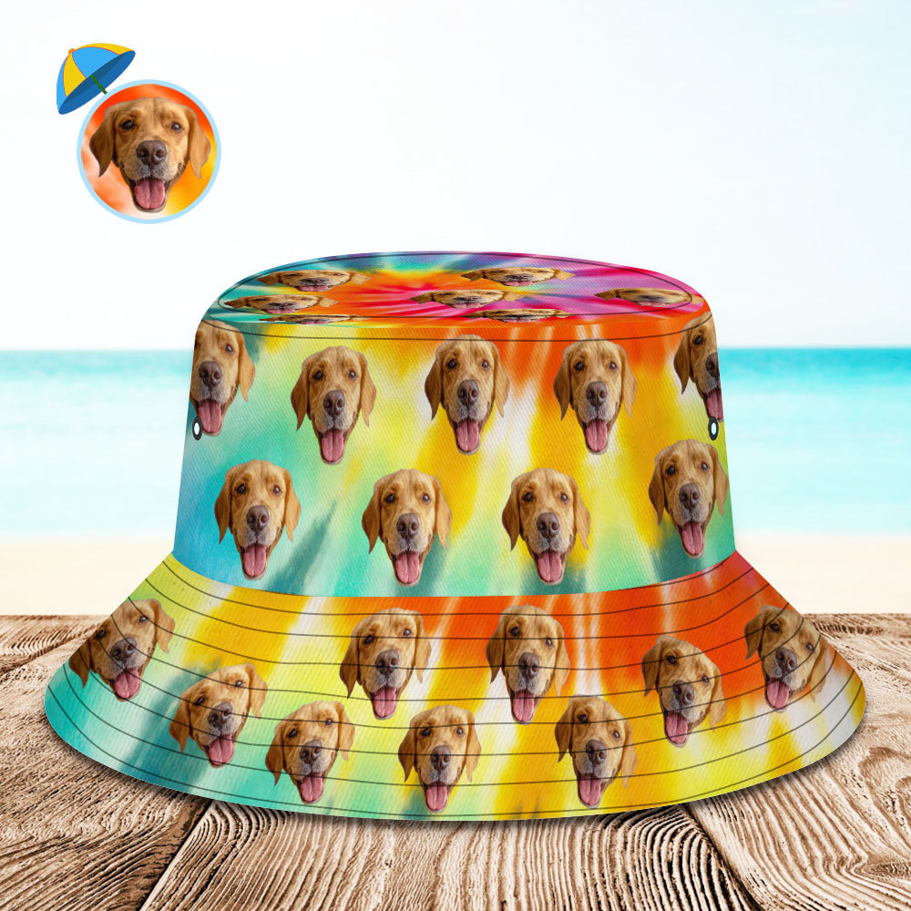 結婚式プレゼント-カスタムバケットハット-写真入り可能な男女兼用パーソナライズされた広いつばの屋外サマーハット-ハイキングビーチス虹色帽子