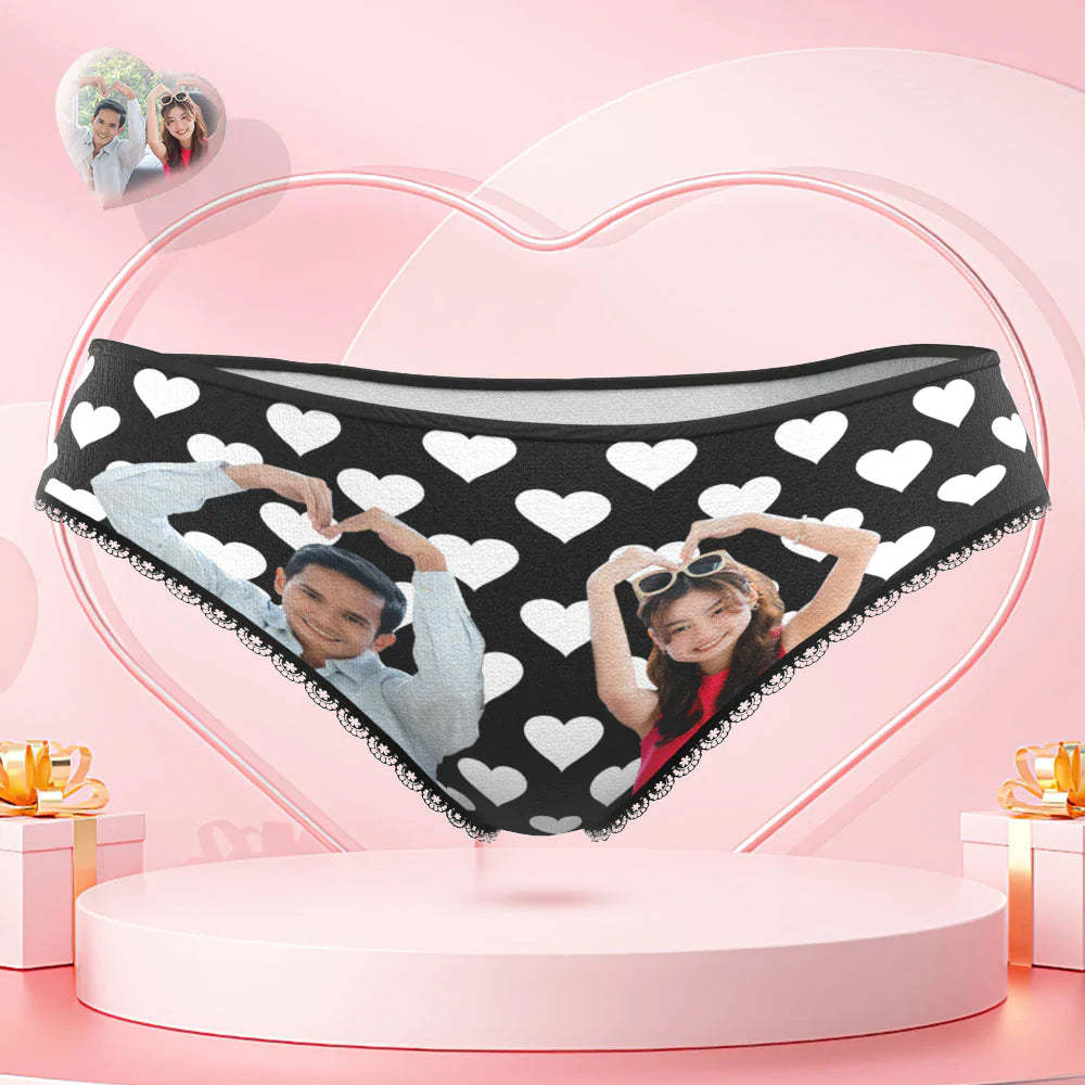 カスタムフォトパンティー-カップル写真入れ可能なオリジナルバレンタインプレゼント女性用下着-恋人へ
