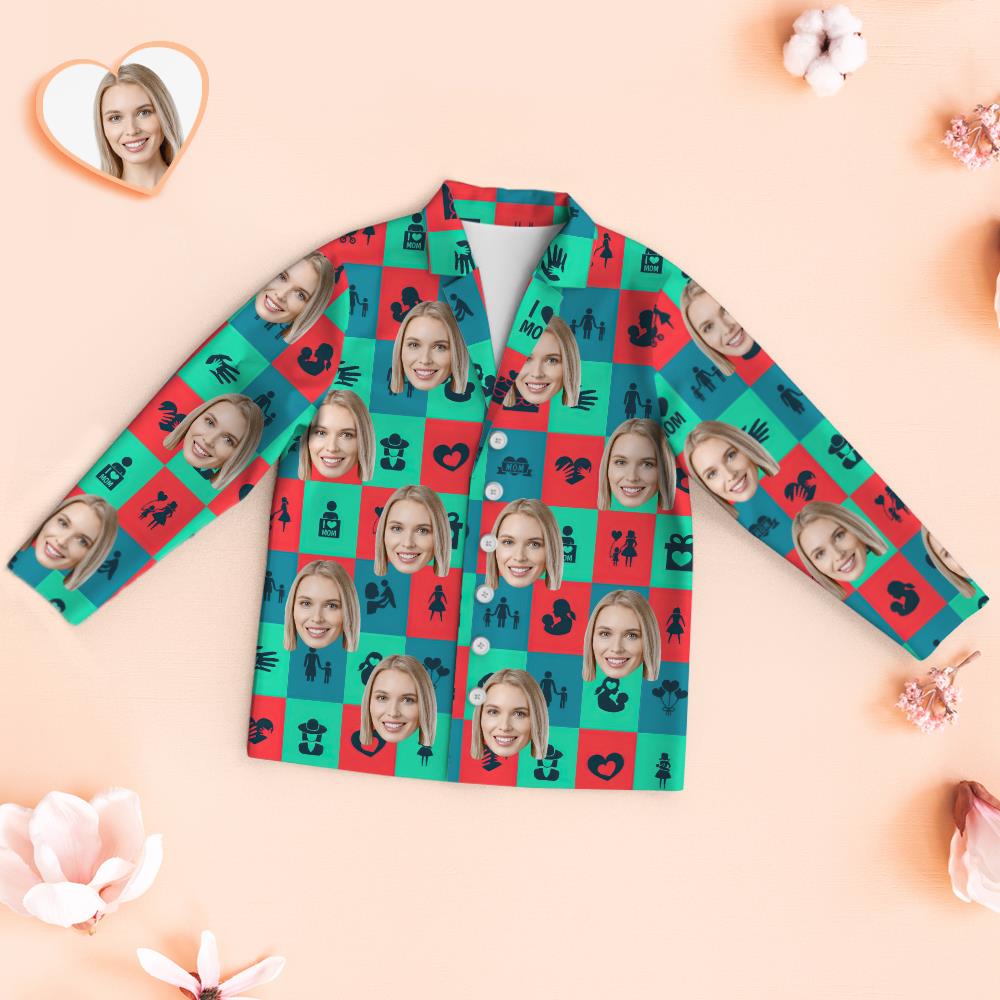 カスタムフェイスパジャマ-写真入れ可能な母の日パジャマセットギフト
