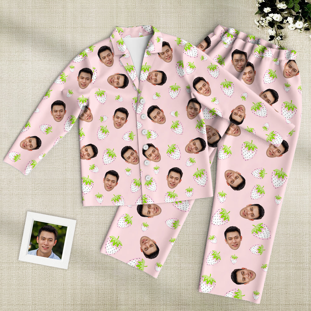 カスタムフォトパジャマ－写真入れ可能なオリジナルイチゴ柄のパジャマかわいいパジャマ