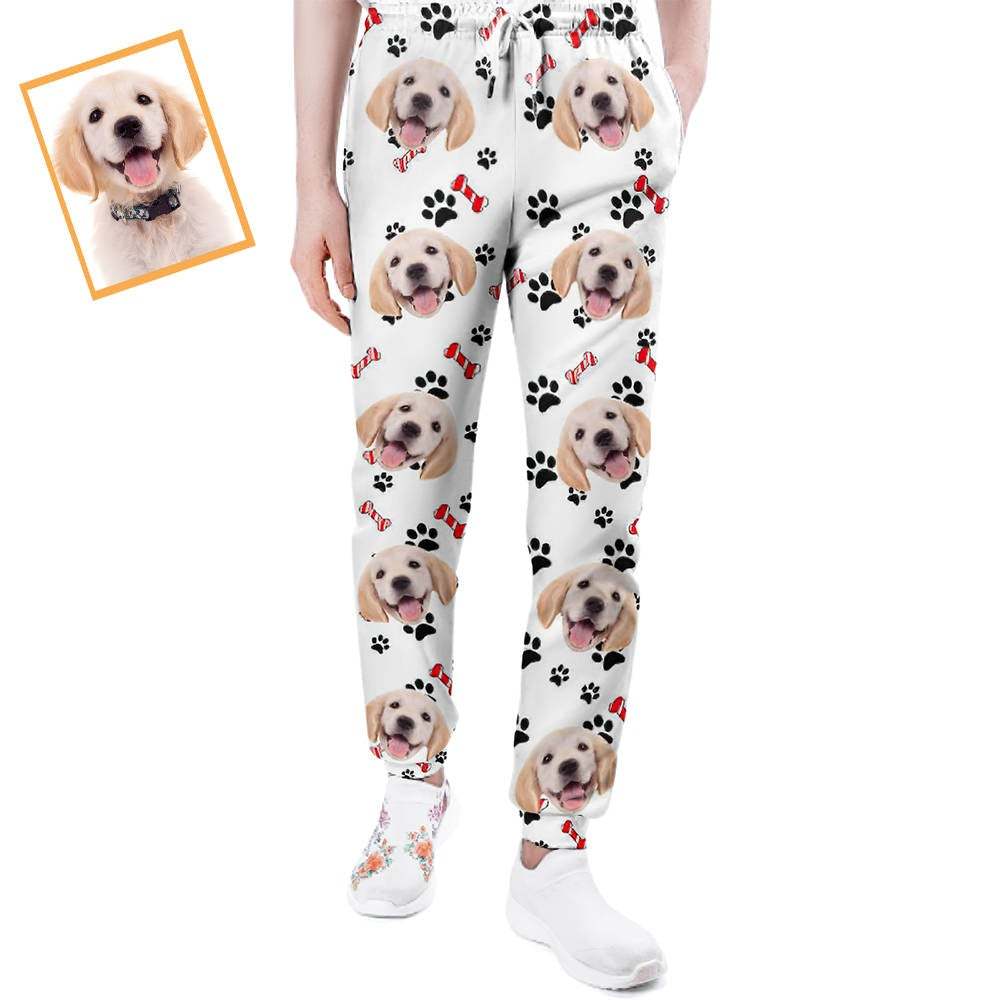 カスタムフェイススウェットパンツ - ペット写真入れ可能な男女兼用ジョガーパンツ - ペット愛好者へのギフト