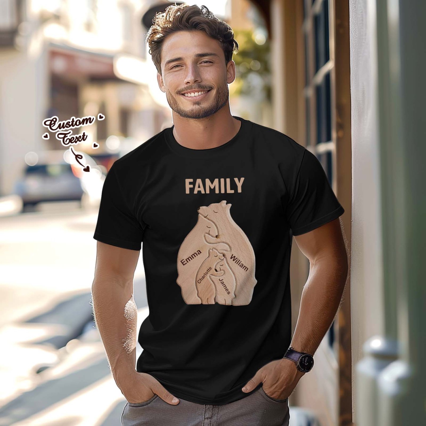 カスタムクマ柄名入れTシャツ家族へのオリジナルTシャツギフト