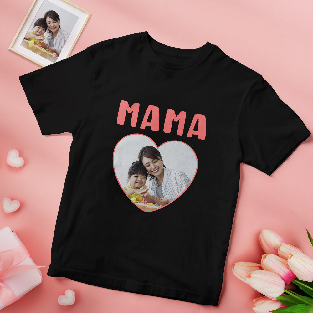 カスタム写真Tシャツ - 写真入れ可能なT-SHIRTギフト母の日プレゼント - mama