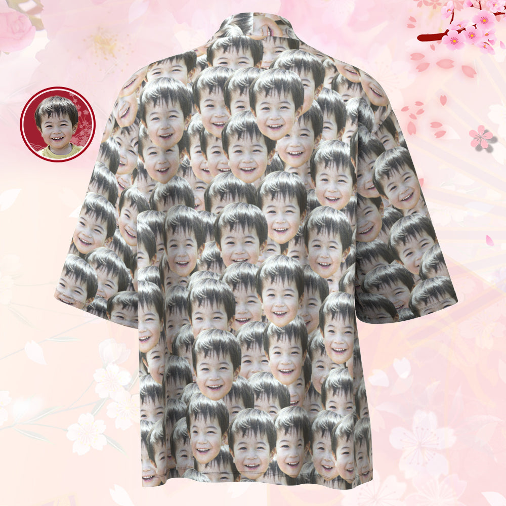 結婚式プレゼント-カスタムメンズフォト着物カーディガン－写真入れ可能なオリジナル甚平風羽織シャツ－マッシュフェイス