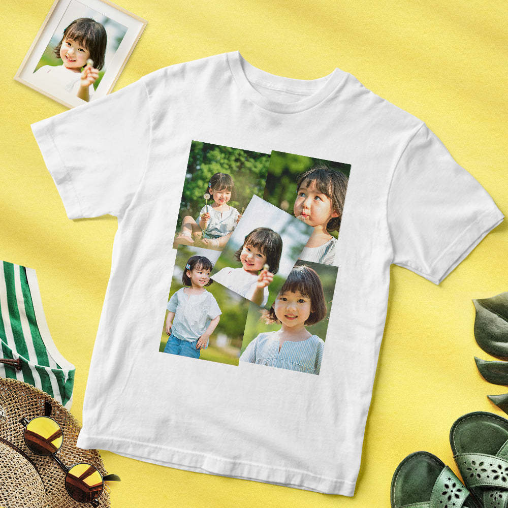 カスタムフォトTシャツ - 写真5枚入れ可能なオリジナルかわいい子写真T-SHIRTプレゼント