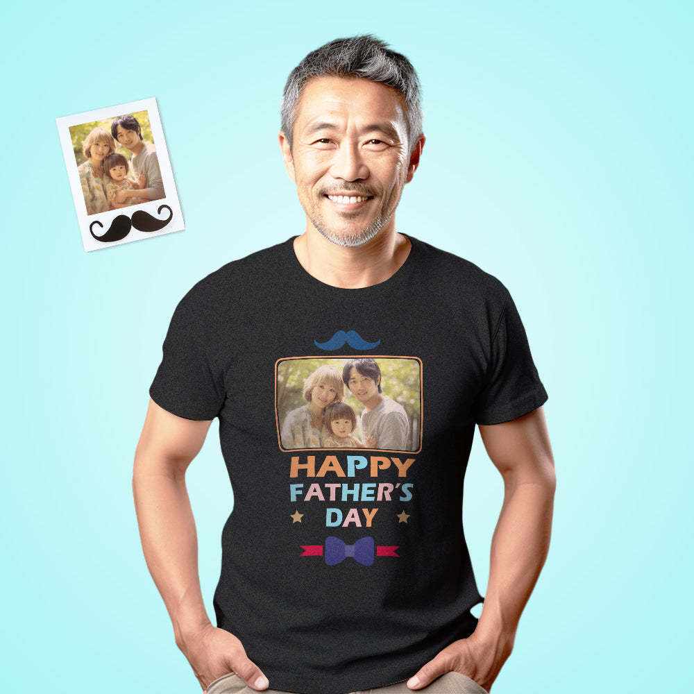 カスタムフォトTシャツ - 写真入れ可能なオリジナル父の日写真T-SHIRTプレゼント - 幸せな家族