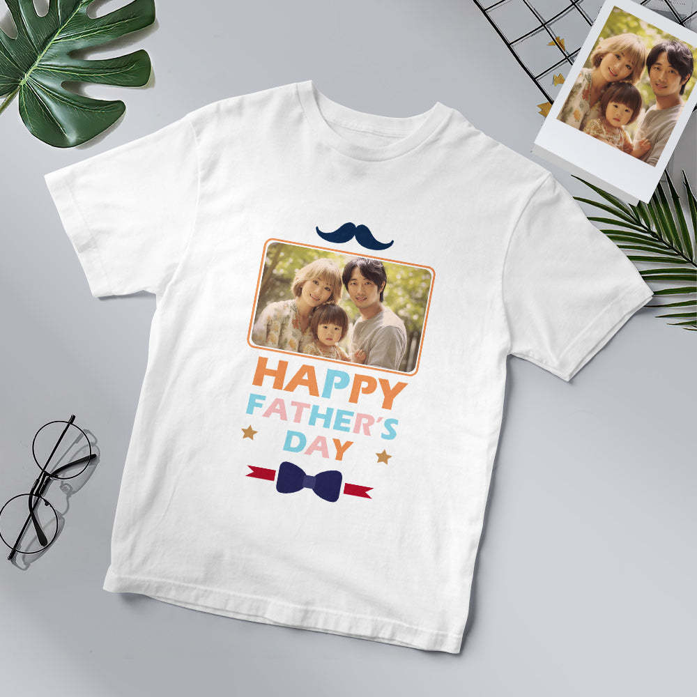 カスタムフォトTシャツ - 写真入れ可能なオリジナル父の日写真T-SHIRTプレゼント - 幸せな家族
