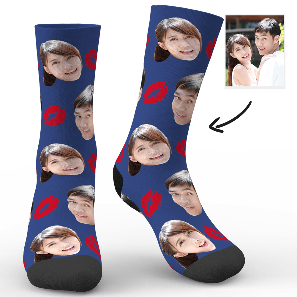 記念日プレゼント-カスタムフォトソックス-写真入り可能なオリジナル靴下キス印
