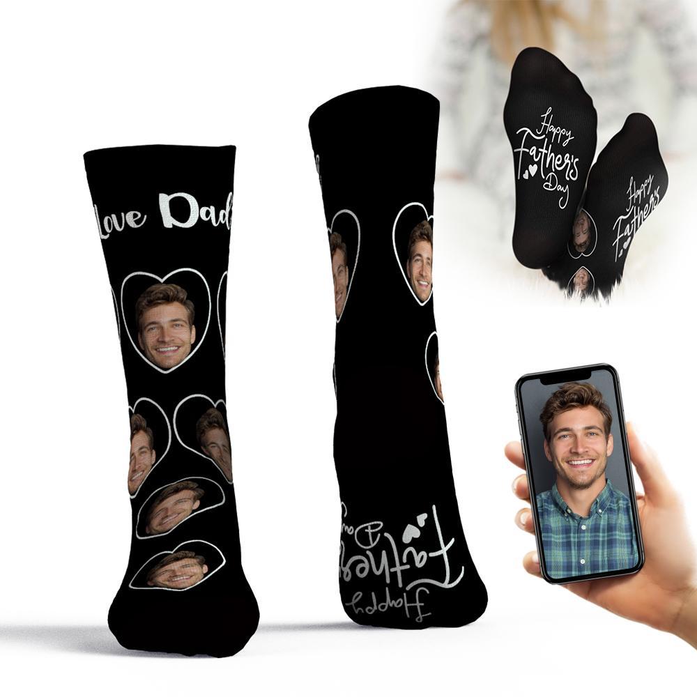 父の日プレゼント-写真入り名入りカスタムフェイスソックス - あなたは私の心の中にいます