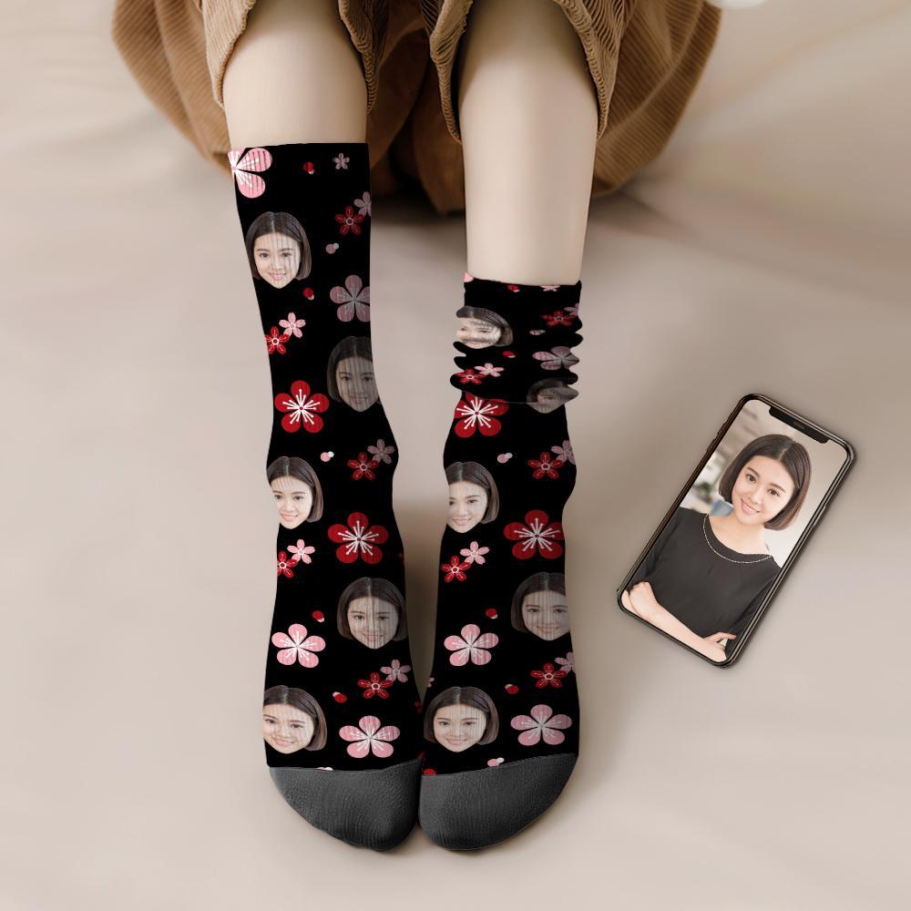 カスタムフェイスソックス-写真入り可能なオリジナル靴下-可愛い桜の花柄