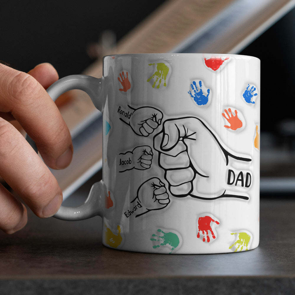 Personalized Custom Names 3D Inflated Effect Printed Mug Gift for Dad Grandpa - MyMoonLampAu