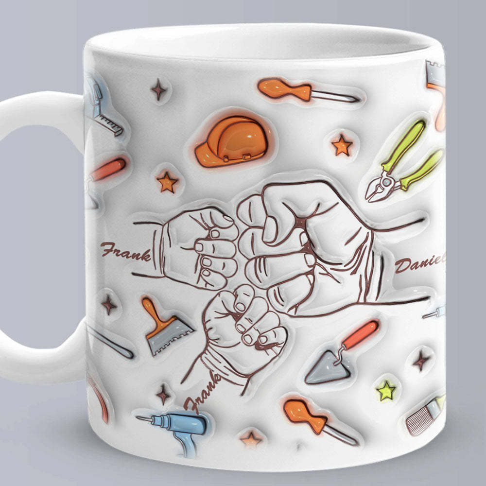 Personalized Names Custom 1-6 Kids 3D Inflated Effect Printed Mug Gift for Dad Grandpa Great Fixer - MyMoonLampAu