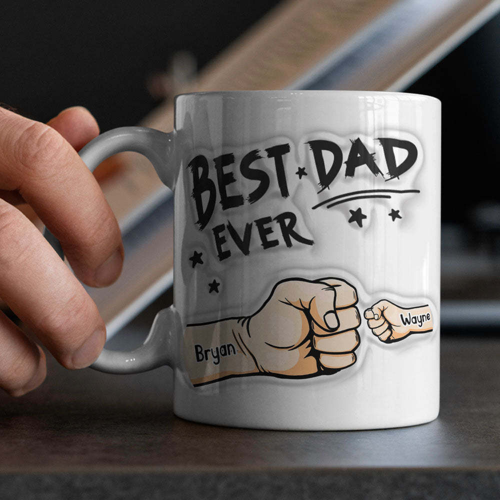 Father's Day Gifts Custom 1-6 Kids Personalized Names 3D Inflated Effect Printed Coffee Mug You are My Best Dad - MyMoonLampAu