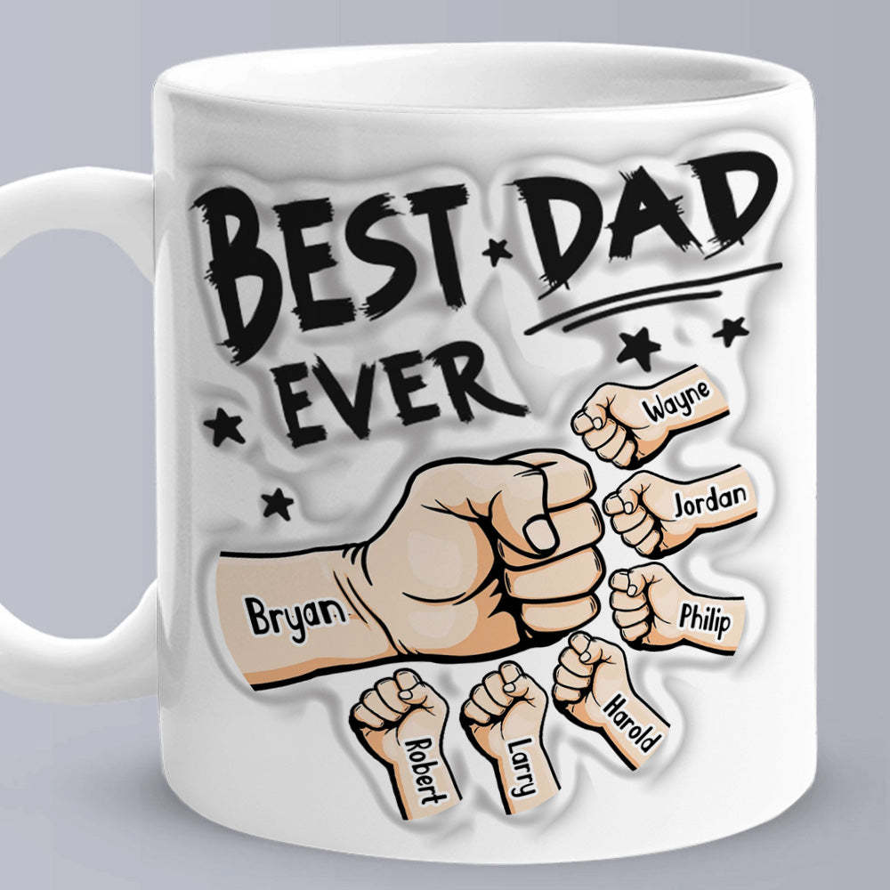 Father's Day Gifts Custom 1-6 Kids Personalized Names 3D Inflated Effect Printed Coffee Mug You are My Best Dad - MyMoonLampAu