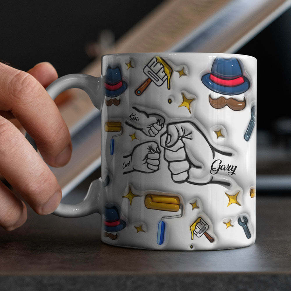 Father's Day Gifts Custom 1-6 Kids Personalized Names 3D Inflated Effect Printed Coffee Mug - MyMoonLampAu